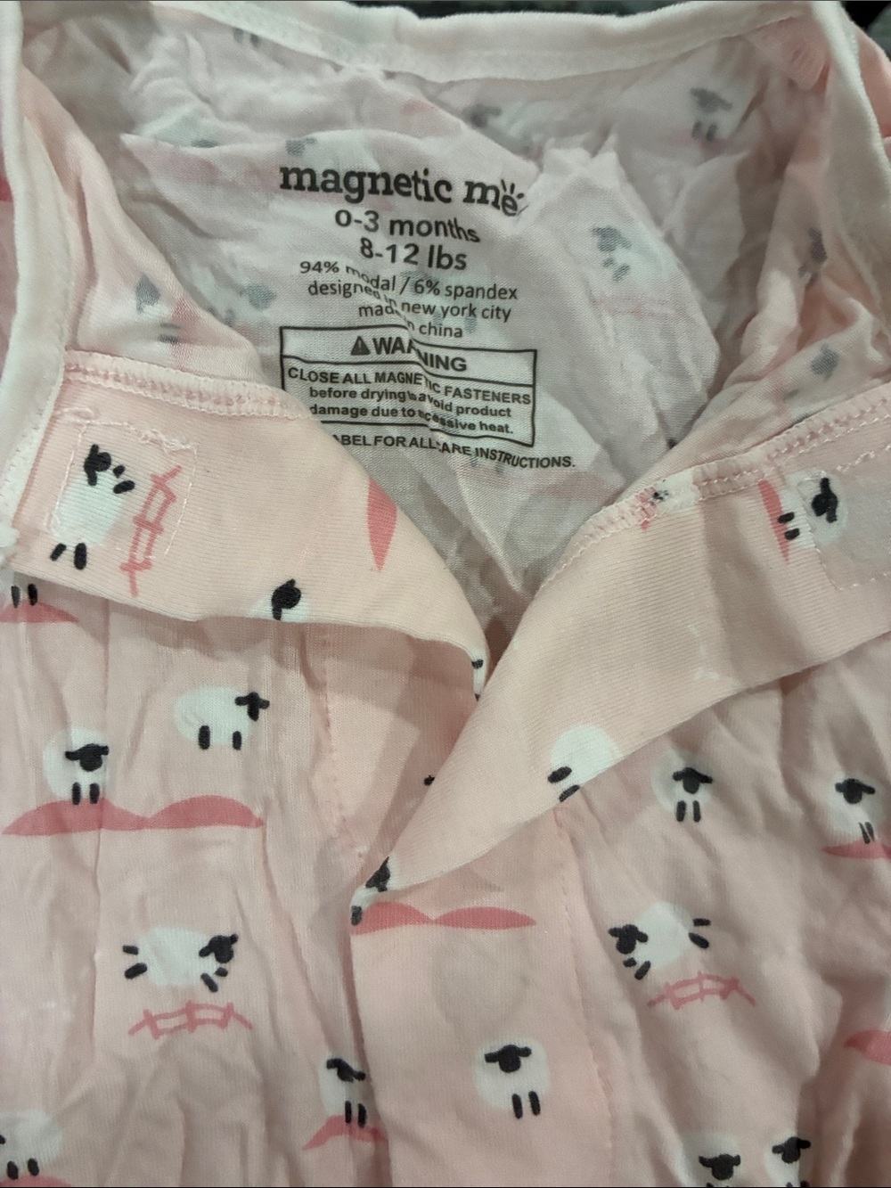 Magnetic Me Pink Sheep Print Infant Romper